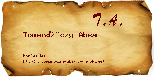 Tomanóczy Absa névjegykártya
